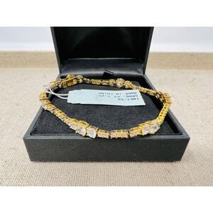 18KT Gold over Sterling Silver Graduated CZ Tennis Bracelet 7.25"